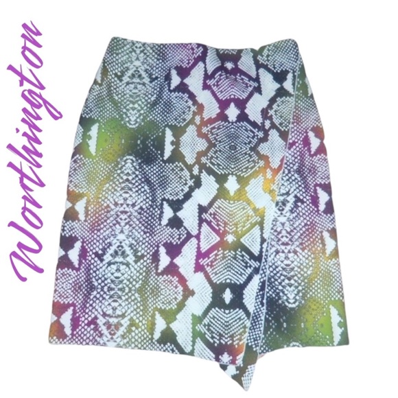 Worthington Snakeskin Colorful Print Stretch Skirt - Women’s Size 10 - Picture 8 of 9